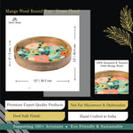 Load image into Gallery viewer, Mango Wood Round Tray -Green floral
