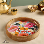 Load image into Gallery viewer, Mango Wood Round Tray - Pastel Floral
