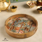Load image into Gallery viewer, Mango Wood Round Tray- Palm Garden