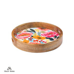 Load image into Gallery viewer, Mango Wood Round Tray - Pastel Floral