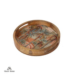 Load image into Gallery viewer, Mango Wood Round Tray- Palm Garden