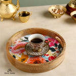 Load image into Gallery viewer, Mango Wood Round Tray - Pastel Floral