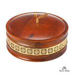 Load image into Gallery viewer, Handcrafted Premium Wooden Roti Casserole, Roti Box, Chapati Box, Hotpot roti Box with Gold Leaf Knob with Lid (9x9x4 Inch)