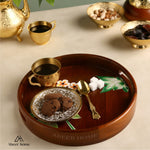 Load image into Gallery viewer, Mango Wood Round Tray- Plumeria