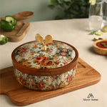 Load image into Gallery viewer, Mango Wood Roti Box -Rose Garden