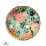 Load image into Gallery viewer, Mango Wood Round Tray -Green floral