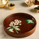Load image into Gallery viewer, Mango Wood Round Tray- Plumeria