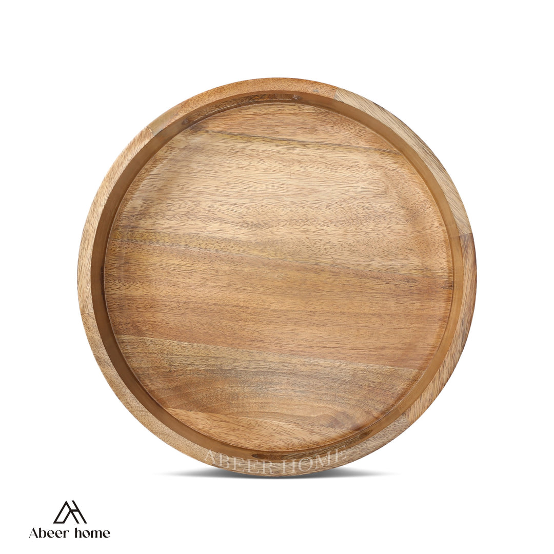 Mango Wood Round Tray - Natural